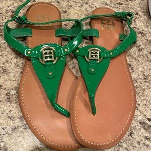 Tommy Sandals in Kelly green. Work 1X